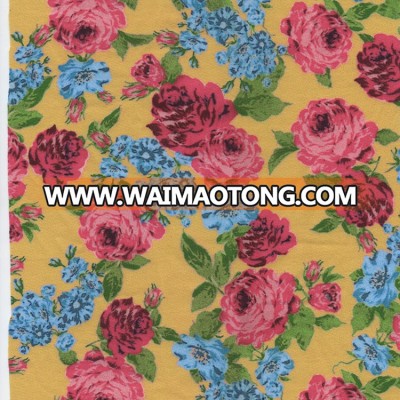 2018 Newest table cover printed floral cotton knitted stretchy yellow flower fabric